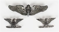WWII BOMBARDIER WINGS & COLONEL RANK INSIGNIA LOT