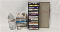1980s Music Cassette Tapes & Storage Case