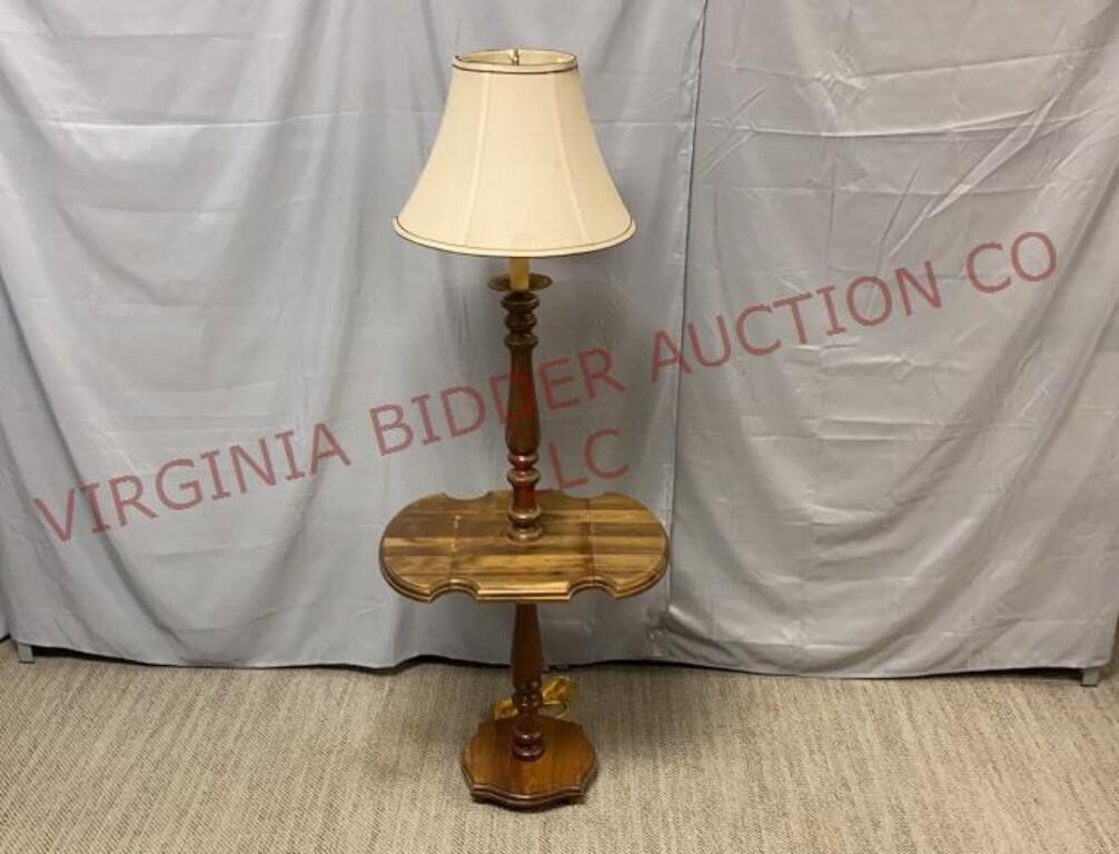 Vintage Drop-Side Wooden Lamp Table - Powers On