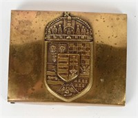 WWI HUNGARIAN BRASS BELT BUCKLE W HAPSBURG SHIELD