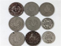 USA BARBER NICKELS & DIME