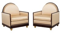 Ruhlmann Style Art Deco Armchairs, Pair