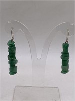 STERLING SILVER & JADEITE PIERCED EARRINGS