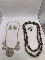 PAIR OF NECKLACE & PIERCED EARRING SETS