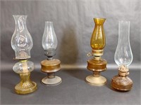 Two Sail Boat Oil Lamps & Two Oil Lamps