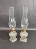 Pair of Decorative Glass Oil Lamps