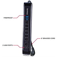 CyberPower 7-Outlet Surge Protector 6 Ft. Braided