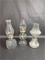 Vintage Glass Oil Lamp Trio