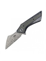 Bnb Knives Damascus Shark Fin Pocket Knife