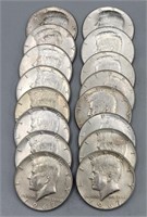 (16) 1967-1969 Kennedy 40% Silver Half Dollars