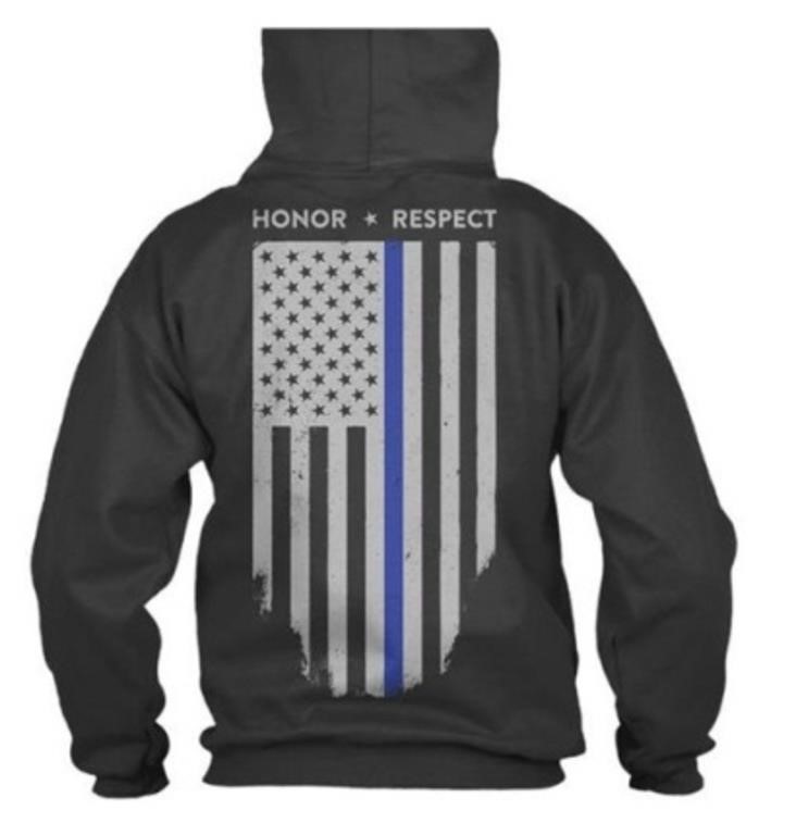 Thin Blue Line 3x-large Black Honor/respect Hoodie