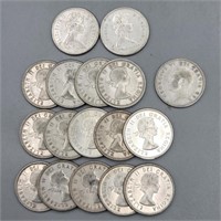 (17) 1950-1967 Canada Silver Quarters