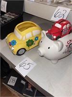 Volkswagen Piggy bank & Volkswagen ceramic planter