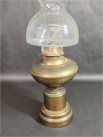 Brass Oil Lamp with Swirled Glass Globe