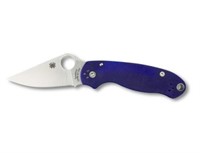 Spyderco Satin Dark Blue G10 Plain Para 3 Knife