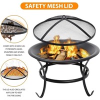 22" Inch Round Fire Pit with Cover