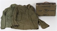 WWII US ARMY HBT SHIRTS JUNGLE FIRST AID CASE WW2