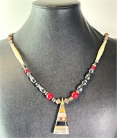 20" Inlaid Santo Damingo Jasper Pendant/Necklace