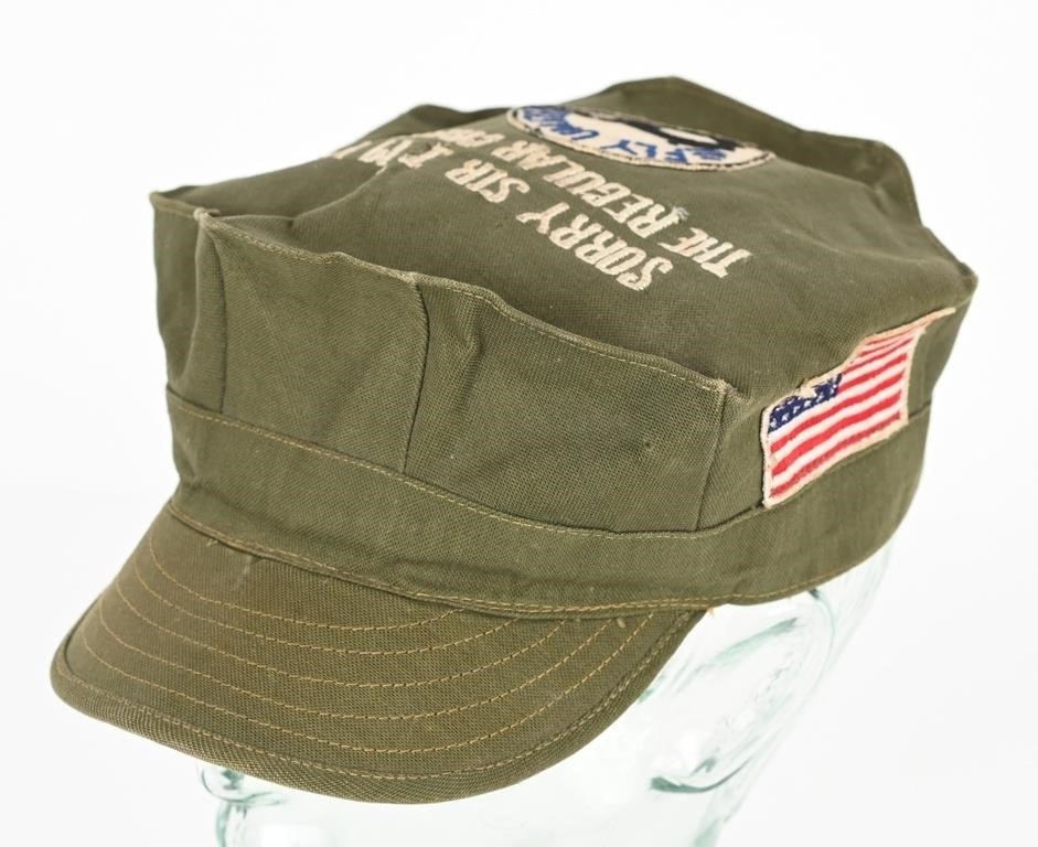 VIETNAM ERA THEATER MADE CAP OR HAT W PATCHES