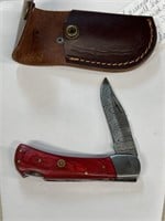 Damascus folding knife 7" full length over