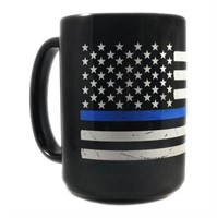Thin Blue Line 15 Oz Distressed Flag Coffee Mug