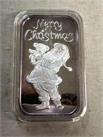 1 oz. silver bar 1994 merry Christmas Santa