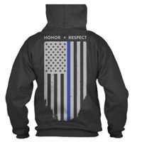 Thin Blue Line Large Black Honor/respect Hoodie