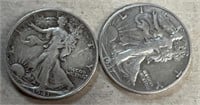 1941 and 1947 Silver half dollars