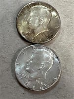 (2) 1964 Kennedy silver dollars
