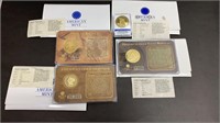 (4) Different Gold Replicas Coins, Copper layered