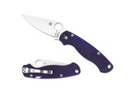 Spyderco Satin Dark Blue Plain Folding Knife