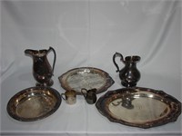 Antique Silverplate Set with Crystal Serving Tray