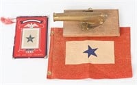 WW2 SON IN SERVICE FLAG LOT 12 GAUGE SIGNAL CANNON