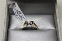 14KT Ring, Diamond/Ruby-stones not tested Size 6.5