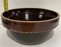 Crock Mixing Bowl - Pottery - Green & Brown