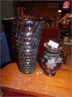 (2) Vintage Amethyst Purple Vases