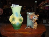 Royal Copley Vase & Vintage Cat Bank