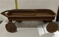 Cast Iron Metal Pull Wagon - Antique Toy