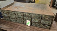 Antique Industrial 18 Drawer Parts Cabinet