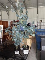 2 Artificial Eucalyptus Trees & Metal Planter