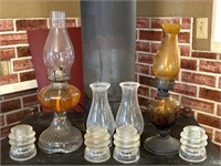Oil Lamps, Chimneys, and Glass Insulators
(Clear
