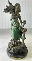 BRONZE 'WOOD WOMAN WITH CHILD' H. MOREAU