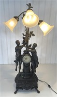 39" TALL FIGURAL LAMP WITH NATELIA CLOCK