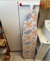 V - IRONING BOARD, CABINET & CONTENTS (W6)