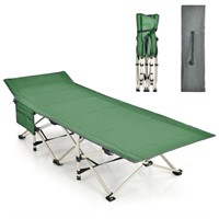 Wide Foldable Camping Cot With Carry Bag-Green