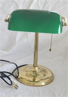 Green Glass Bankers Lamp Working