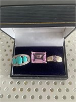 Real silver rings with gemstone lot