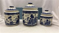 Royal Traditions Blue Willow 3 Pce Canister Set