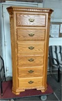 Solid Oak Amish 6 Drawer Tallboy, 30" X 19" X 59"