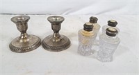 Sterling Weighted candle holders, and 2 Sterling